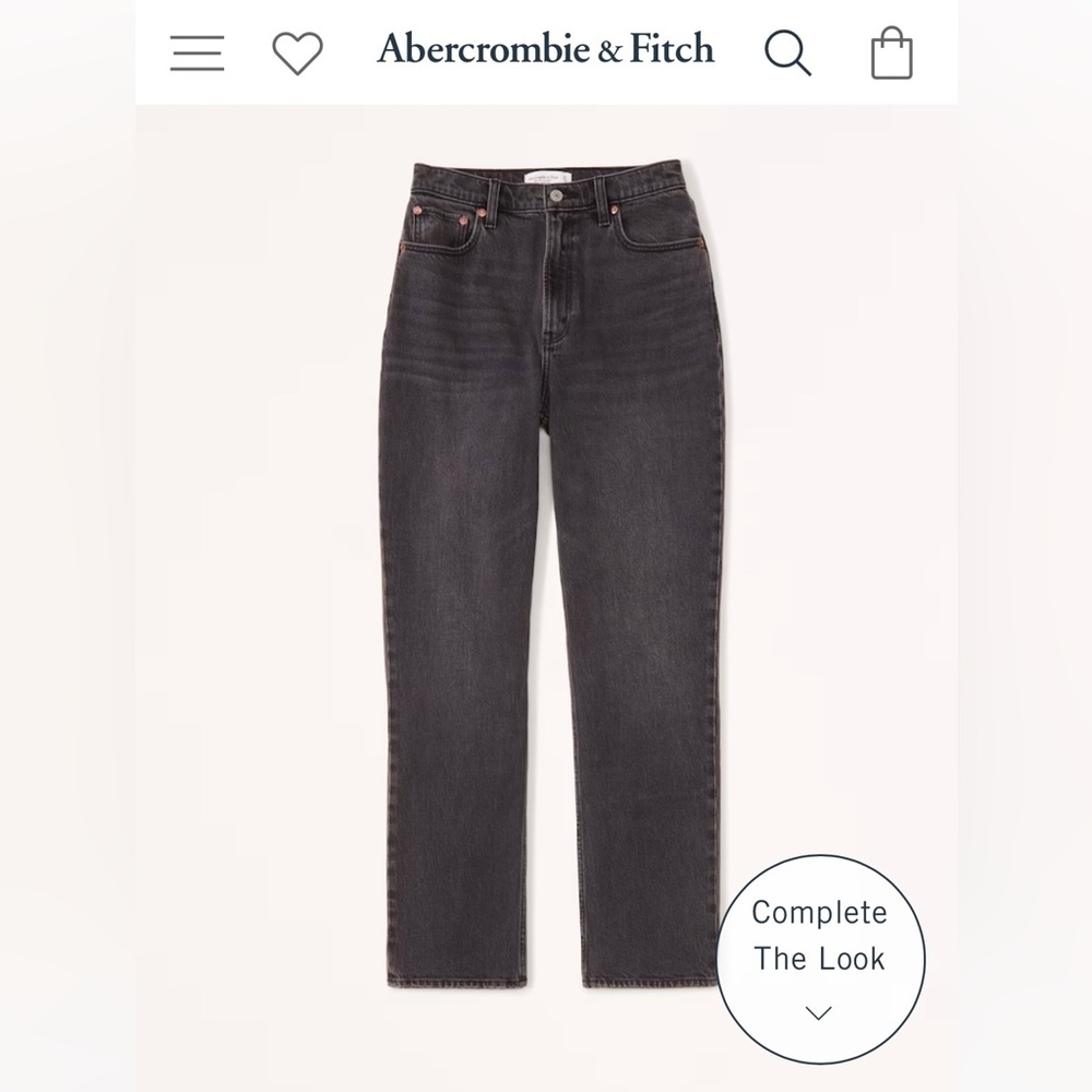 Abercrombie Curve Plus 90s Straight Ultra High Rise Black Denim Jeans